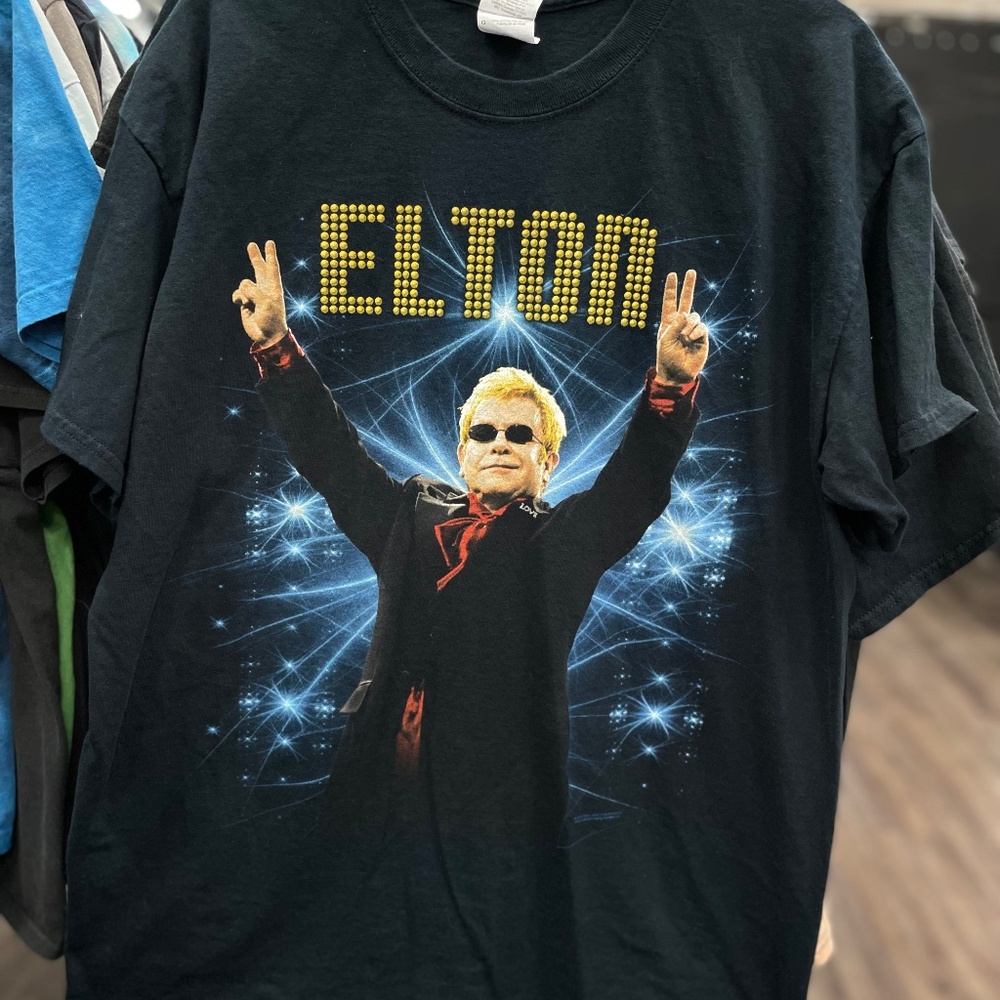 Vintage Elton John 2014 Tour T-Shirt Men’s Large Black Music Concert Graphic Tee